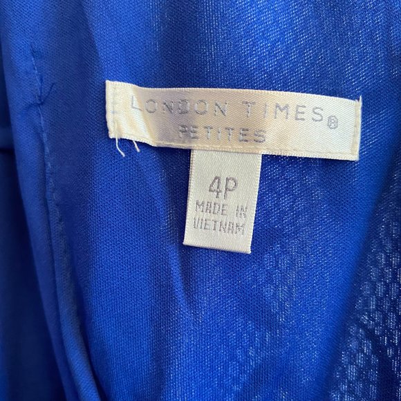 London Times Blue Lace Dress - Size 4P - Picture 15 of 16